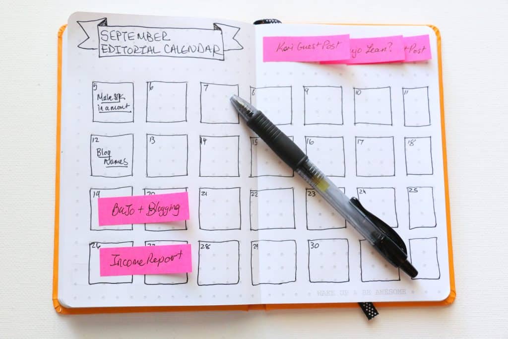Bullet Journal for Editorial Calendar and Time Management Bloggers and Moms