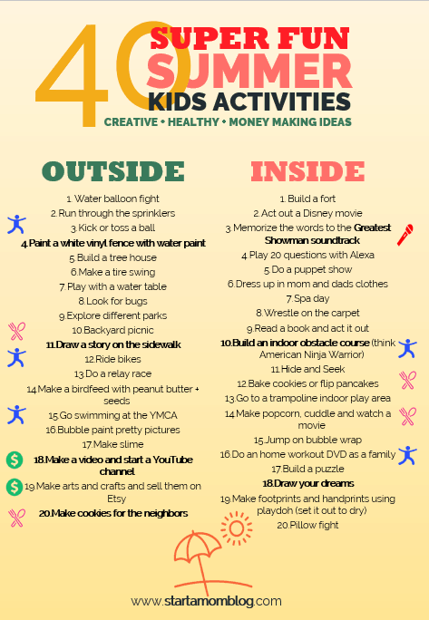 Summer Kids Activities - Ideas to help you start a mom blog