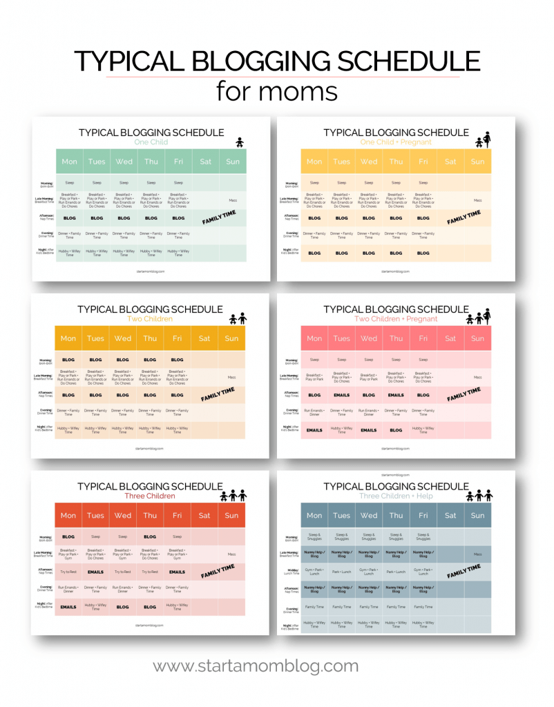Typical blogging schedule for moms to start and grow a blog