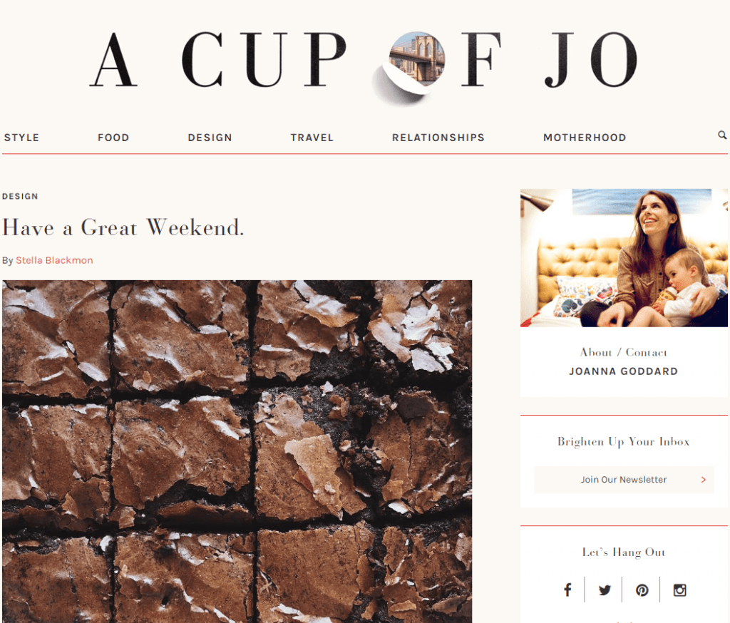 what is a lifestyle blog - example cup of joe