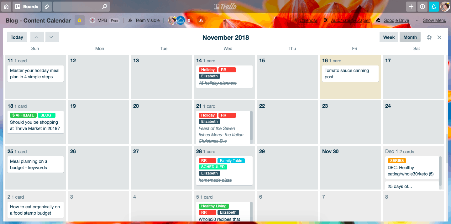 trello calendar