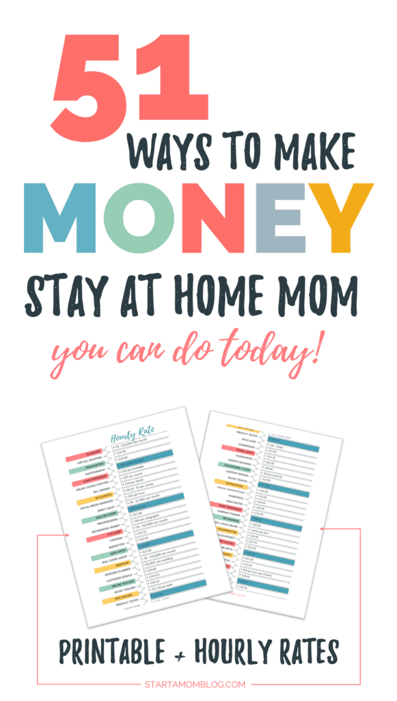 51 Ways to make money as a stay at home mom with hourly rates