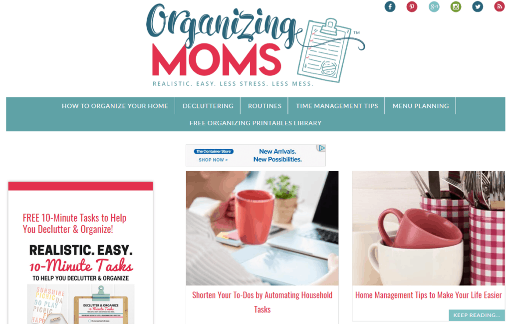 moms organizing blog example