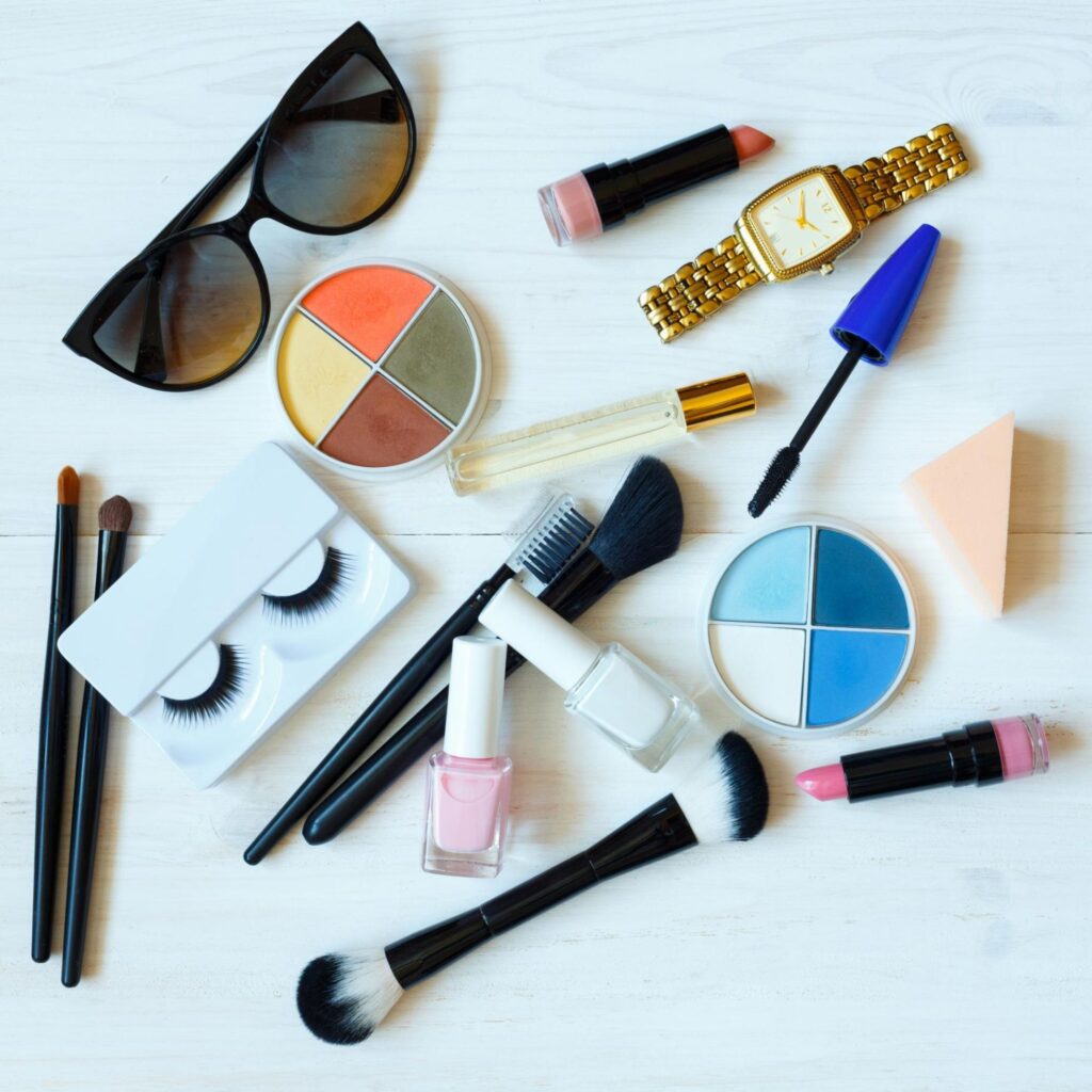 makeup and sunglasses